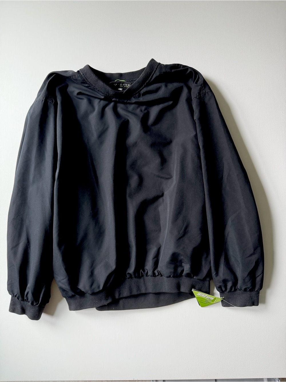 Wedge Men’s Black Pullover Pocketed Wind Breaker/Water Repellent NWT XL